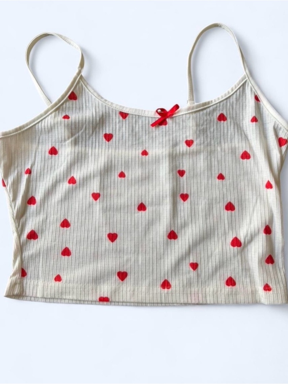 Heart Print Ribbed Cami & Shorts Set - Picture 2 of 5